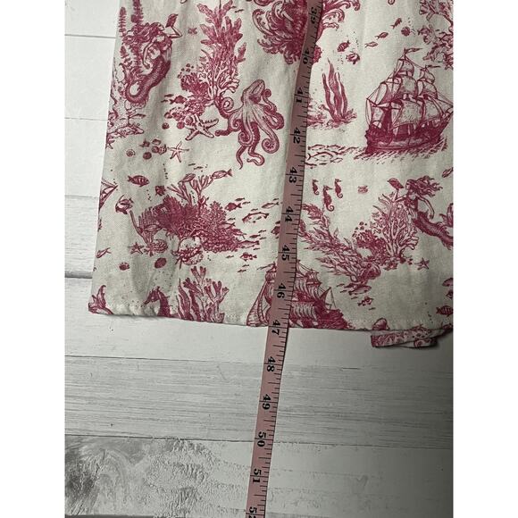 Avec Les Filles Dress Womens 14 Linen Blend Sea Print Mermaid Nautical Summer - Picture 16 of 16